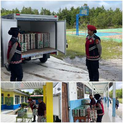 Inovasi Situkepmas, Polwan Polres Gumas Kawal Distribusikan MBG