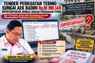 Tender Perkuatan Tebing Sungai Aek Badiri Rp30 Miliar Dipertanyakan, Muncul Dugaan Perusahaan Titipan