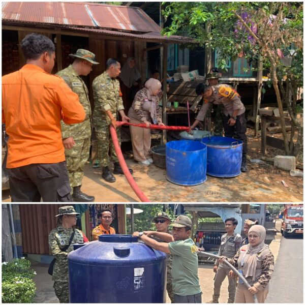 Kodim BPBD dan Pramuka Balangan Salurkan Air Bersih di Halong